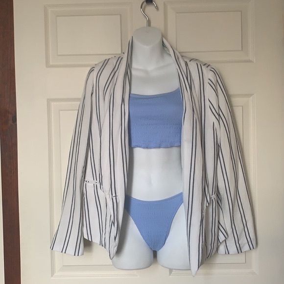 Xhiliration Powder Blue Textured Bikini Set - Picture 2 of 16